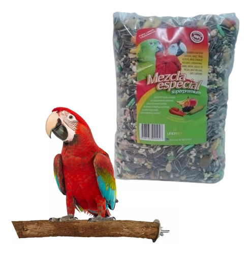 Percha Palo Madera Aves Juguete Pajaros Loros Guacamayos L Color Verde