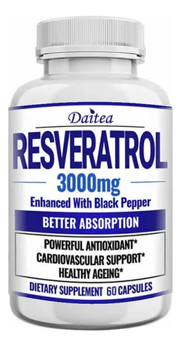 Resveratrol Antioxidante De Alto Poder 3000 Mg 120 Cápsulas.