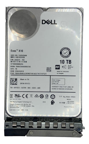 Hd Dell 10tb Lff Sas 12gb 7.2k Rpm Com Gaveta - 0Yf87j Yf87j Cor Prateado