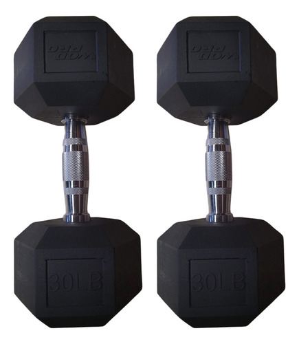 Par De Mancuernas Hexagonales 30lbs Fitness Solutions Color Negro