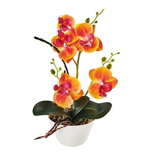 Imiee Flores Seda Con Maceta 12 2 In Altura Arreglo Orquídea