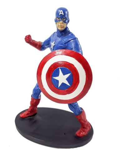Personagem Filme Capitão America Pequeno C/ Escudo Em Resina