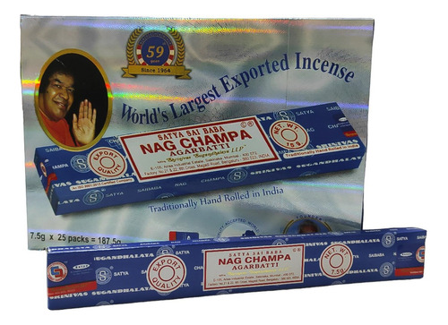 Incenso Nag Champa Satya Sai Baba Cx.12un.15g + Brinde