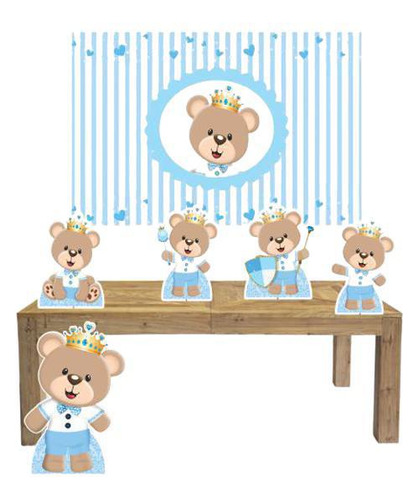 Kit Display Mdf Urso Principe Com 5 Peças + Painel Grande