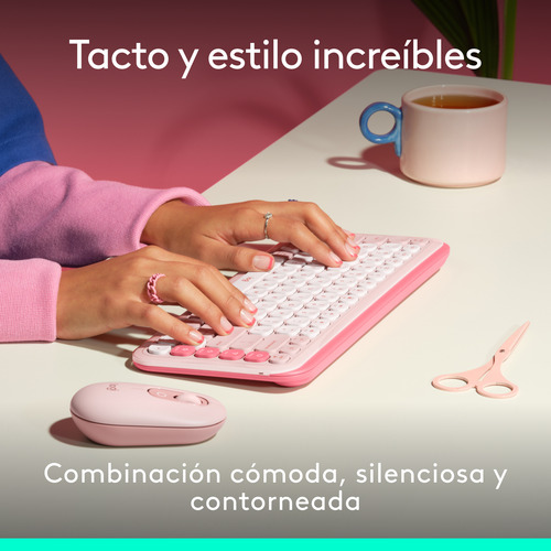 Kit Teclado Y Mouse Logitech Pop Icon, Español, Rosado