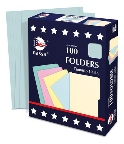 Mayoreo 100 Folders T Carta Carpetas Premium Escoge Color Color Azul