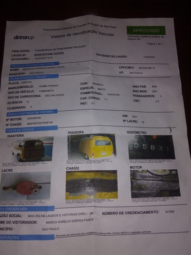 Volkswagen Kombi 1.6 Std 3p Gasolina 2001