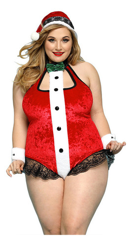 Conjunto De Vestido Navideño De Pijama Sexy De Talla Grande