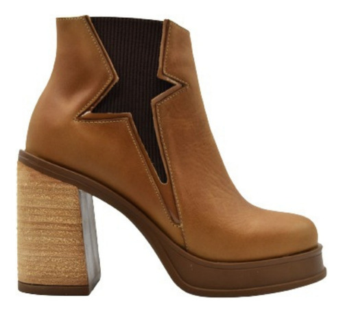 Bota Mujer Taco Alto Cuadrado Plataforma Cuero Briddas