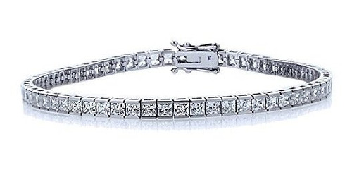 Set Princesa Pulsera De Oro Blanco 14k Doble Accent 3 Mm Cz 