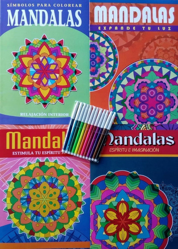 Libros Para Pintar Mandalas + Regalo Pack Por 4 Ejs