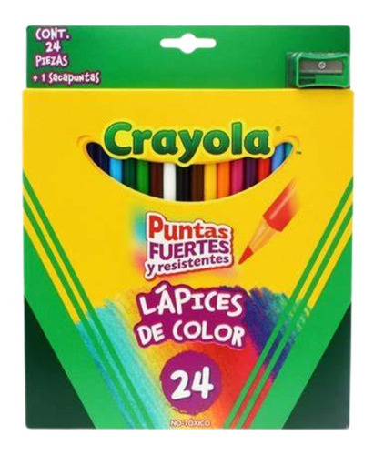 Caja 24 Lapices Colores Redondos + Sacapuntas Dibujo Crayola