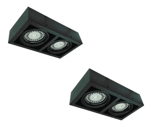 Plafon Spot Cardanico Negro 2 Lampara Led Incluida Pack X 2