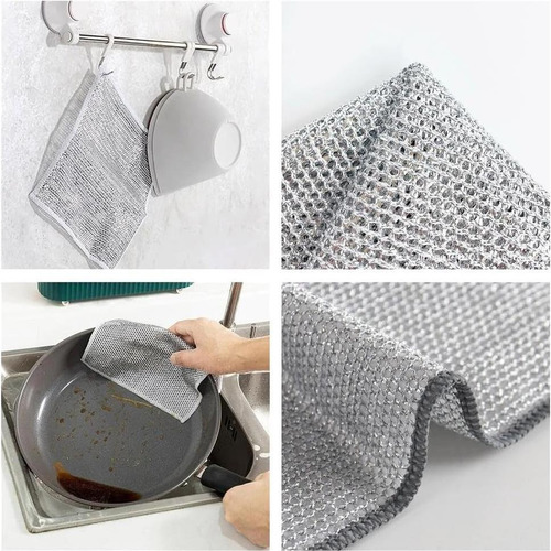 Paños De Limpieza De Alambre Neogor 10pcs 20x20cm Plata