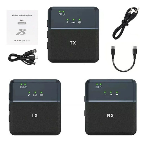 Micrófono Inalámbrico Solapa Sx9 Doble Audio Para Smartphone