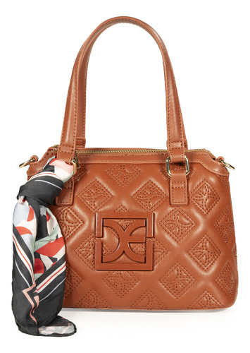 Bolsa Satchel Cloe Para Mujer Mini Con Mascada Color Marrón