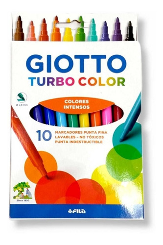 Marcadores Giotto Turbo Color X10 Punta Indestructible Fibra