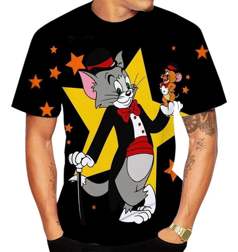 Mt Camiseta Estampada En 3d De Tom And Jerry Tops De Verano