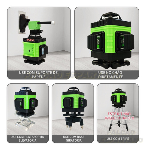 Nível Laser 16 Linhas 4d 360° Com 2 Baterias+ Controle+ Base