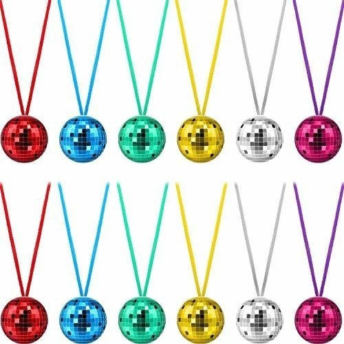 12 Piezas De Collares De Bola De Discoteca De Colores Surtid