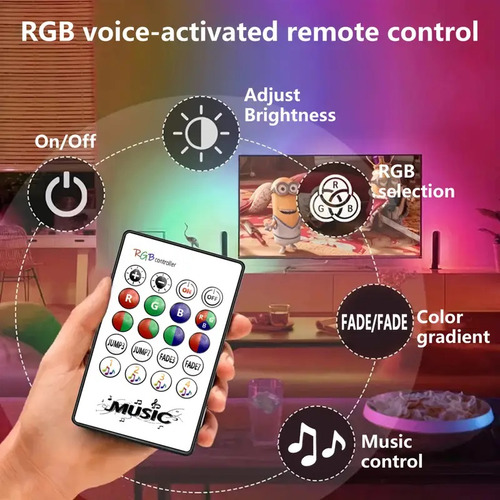 3m Tira Led Rgb Neon Musical Usb, Control Remoto