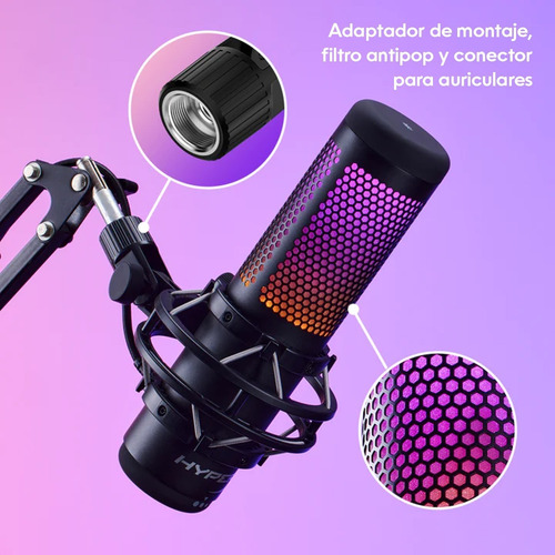 Imagen 8 de 10 de Hyperx Quadcast S, Micrófono Usb Multipatrón Gamer Streaming