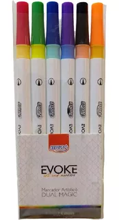 Marcador Dual Magic Brush Pen Evoke 06 Cores Brw