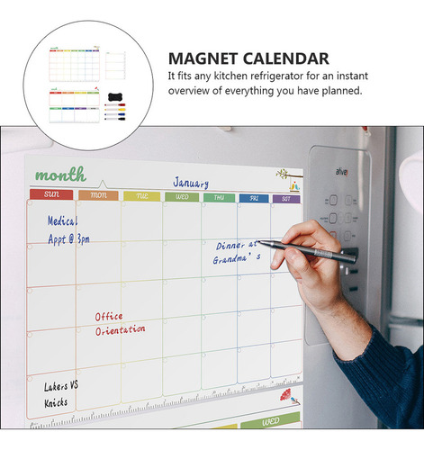 1 Conjunto De Placa Magnética De Geladeira Com Calendário Ap