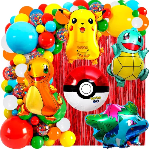 50 Art Globos Pokemon Pikachu Pokebola Charmander Cumpleaños