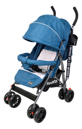Coche Paragüita Reforzado Bebe Paseo Carrito Bipokids Azul Gris