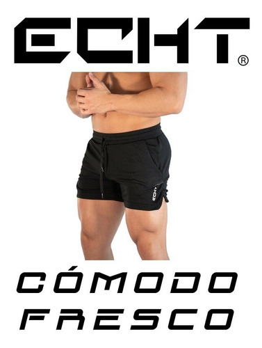 Imagen 9 de 10 de Short Deportivo Correr Playa Elastico Slim Fit Echt Xsh Diag