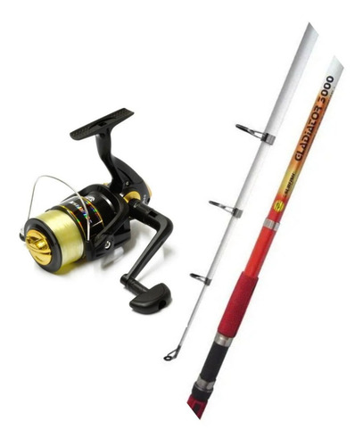 Imagen 1 de 4 de Combo Surfish Caña Gladiator 3.5m + Reel Spin 6000 Mar Costa