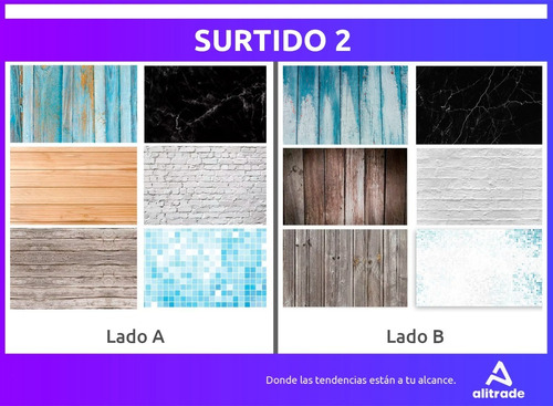 Fondo Foto Producto Mate Madera Piedra Reversible Set X6