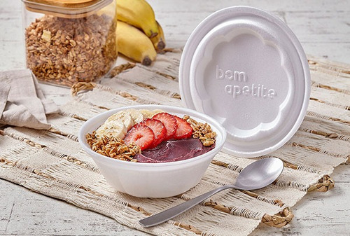 Pote Com Tampa Cumbuca Isopor Para Caldos/sopas/açaí Bm-300 Cor Branco