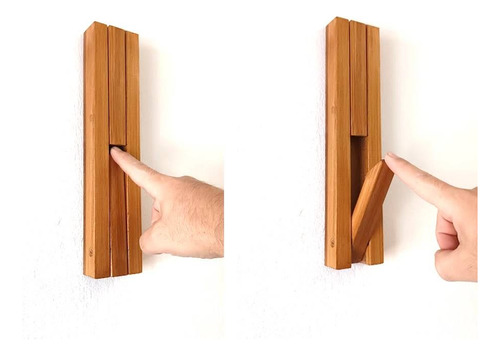 Imagen 3 de 6 de Perchero Pared 2 Ganchos Madera Rebatible Nórdico Vertical