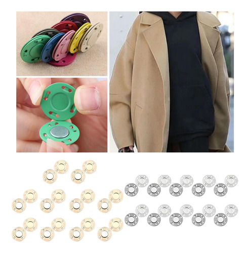 20 Pares De Botones Magnéticos Cierres Broches Para Coser