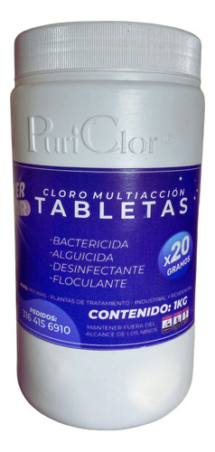 Cloro Puri Clor 91% Pastillas 1  Multifunción X1kg