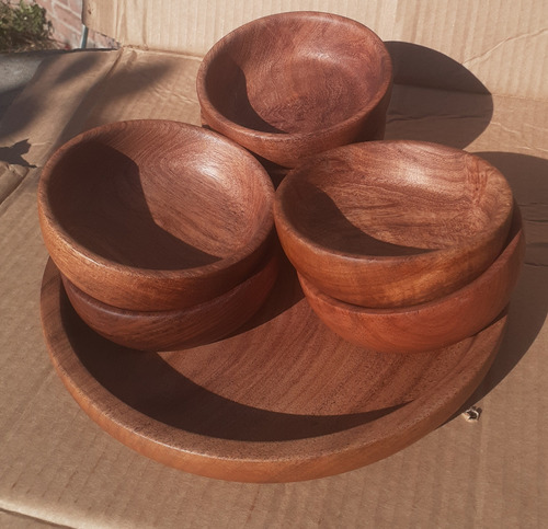 Juego De Cuencos De Madera De Algarrobo Marrón