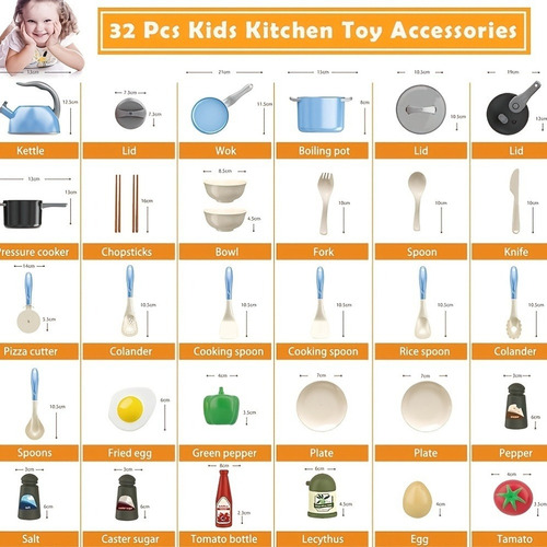 32 Piezas De Accesorios Para Juguetes De Cocina Para Niños,