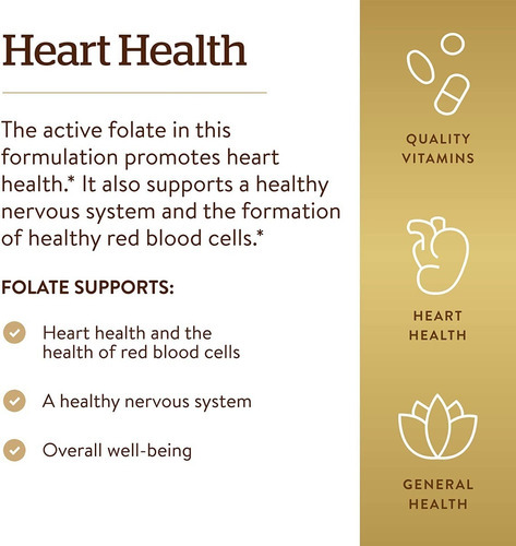 Solgar Folate Metafolin 1000mcg 60 comprimidos com sabor neutro