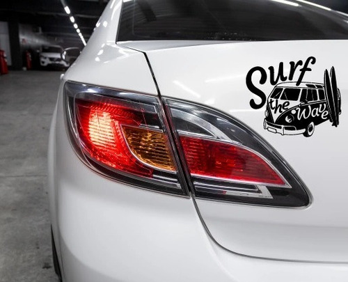 Sticker Decorativo Para Autos Diseño Surf Beach Sport