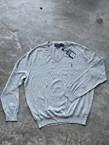 Polo Ralph Lauren Sueter 100% Algodón Pima Gris (large) (Usado)