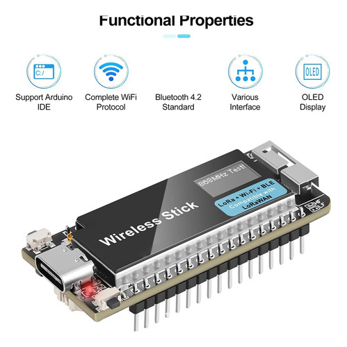 Placa De Desenvolvimento Sem Fio Esp32-s3 Lora Wifi Sx1262 L