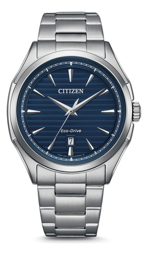 Reloj Citizen Aw175085l Hombre Acero Inoxidable Y Fechador Color de la malla Plateado Color del bisel Gris Color del fondo Azul