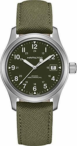 Khaki Green Field Officer Reloj Mecánico Para Hombre H*****m