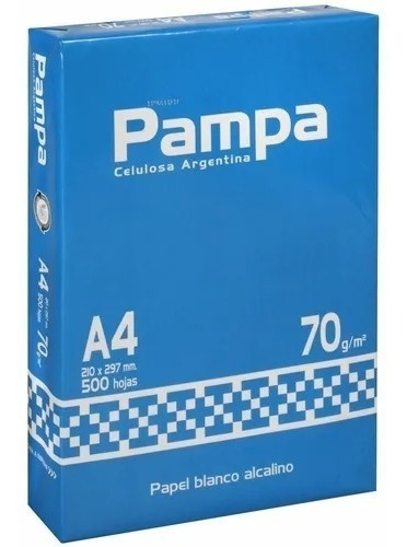Imagen 1 de 3 de Kit 50 Resmas Pampa A4 70 G Papel Blanco (50 Resmas)