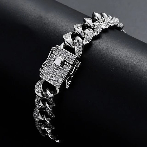 Pulsera Cubana Simil Diamantes Strass Ice Brillo. Excelente!