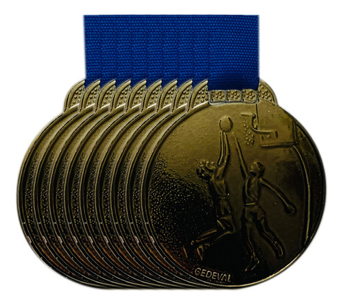 20 Medalhas Basquete Esporte Campeonato Premiação 35mm Fita Cor Bronze