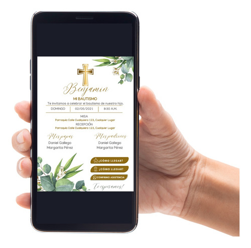 Invitación Interactiva En Pdf Con Botones Mi Bautizo 
