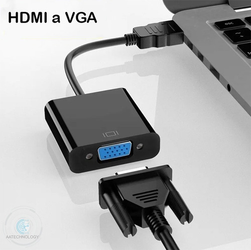 Imagen 2 de 7 de Adaptador Convertidor Cable Hdmi A Vga 1080p + Audio